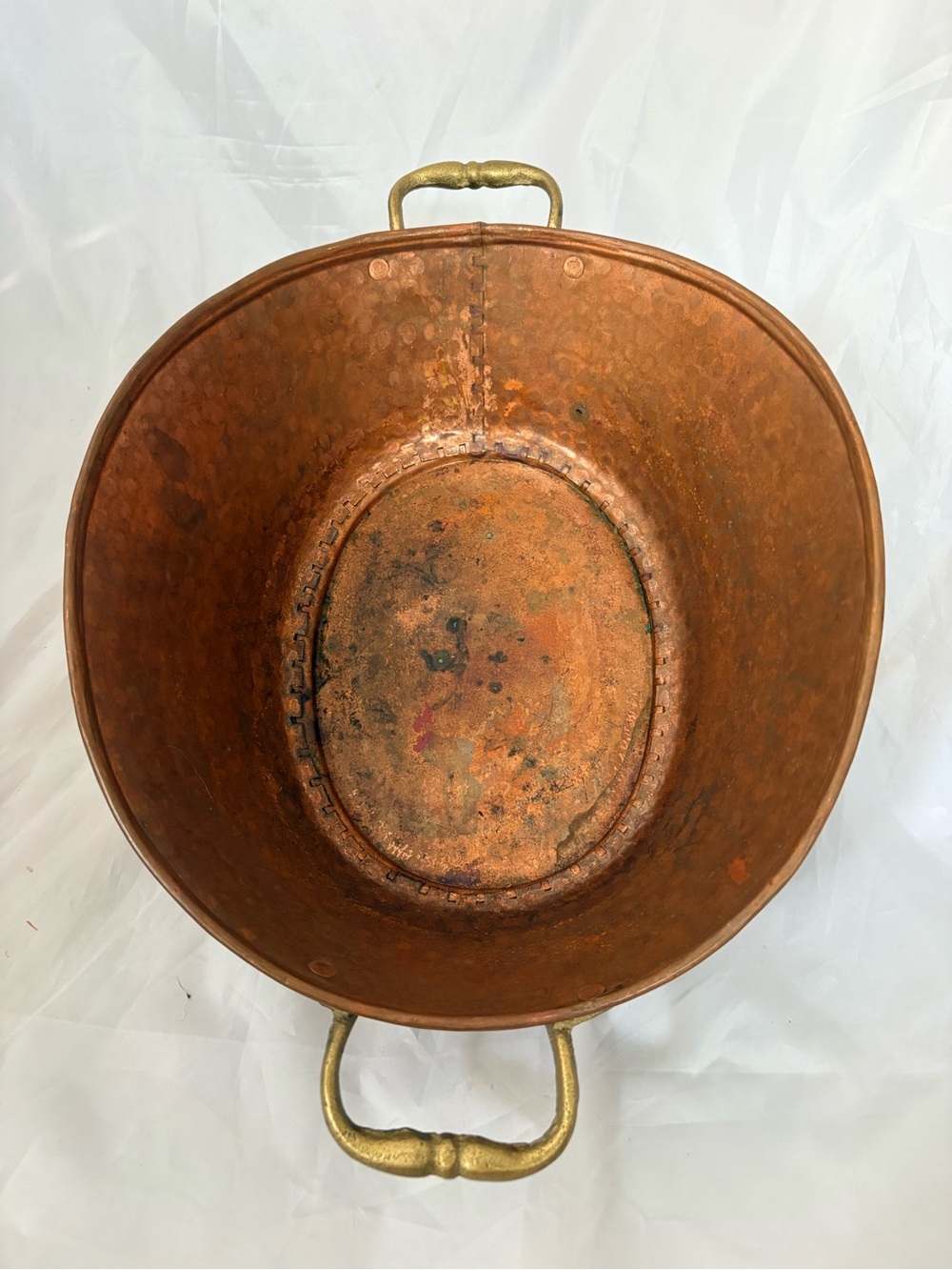 Houston International Trading India Oval Serving Tub w Brass Handles - Copper